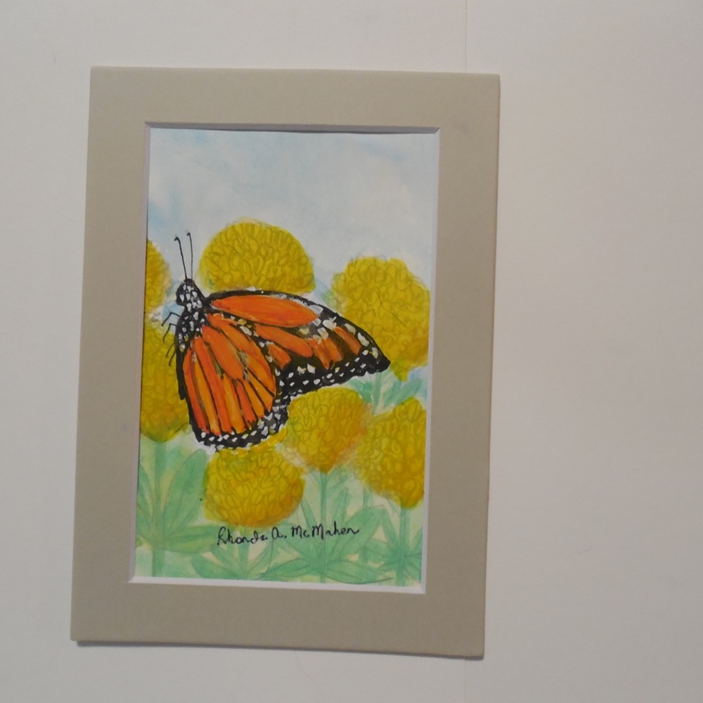 Monarch Butterfly on Milkweed Watercolor Original Painting - Picture 2 of 6